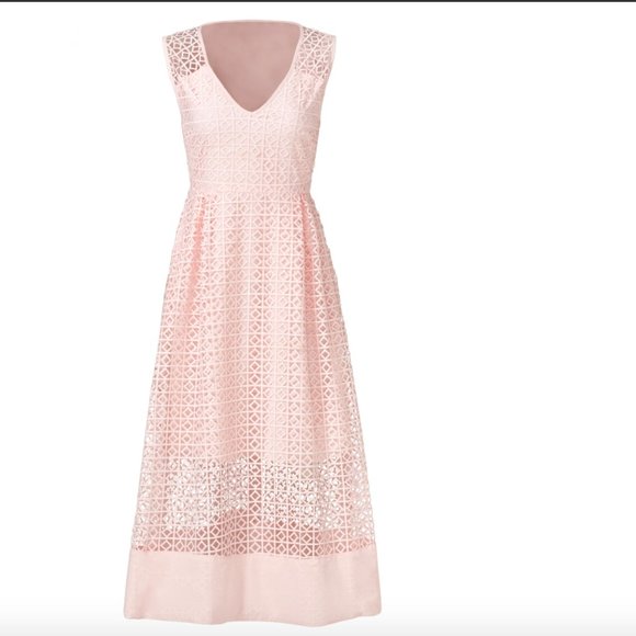 NEW ST by Olcay Gulsen Blush Pink Geometric Lace Dress NWOT - Picture 1 of 13